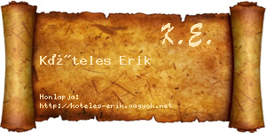 Köteles Erik névjegykártya